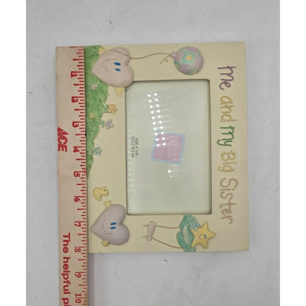 Russ Baby Me and My Big Sister Photo Frame 4x6 Resin Hand Painted Pastel 24361